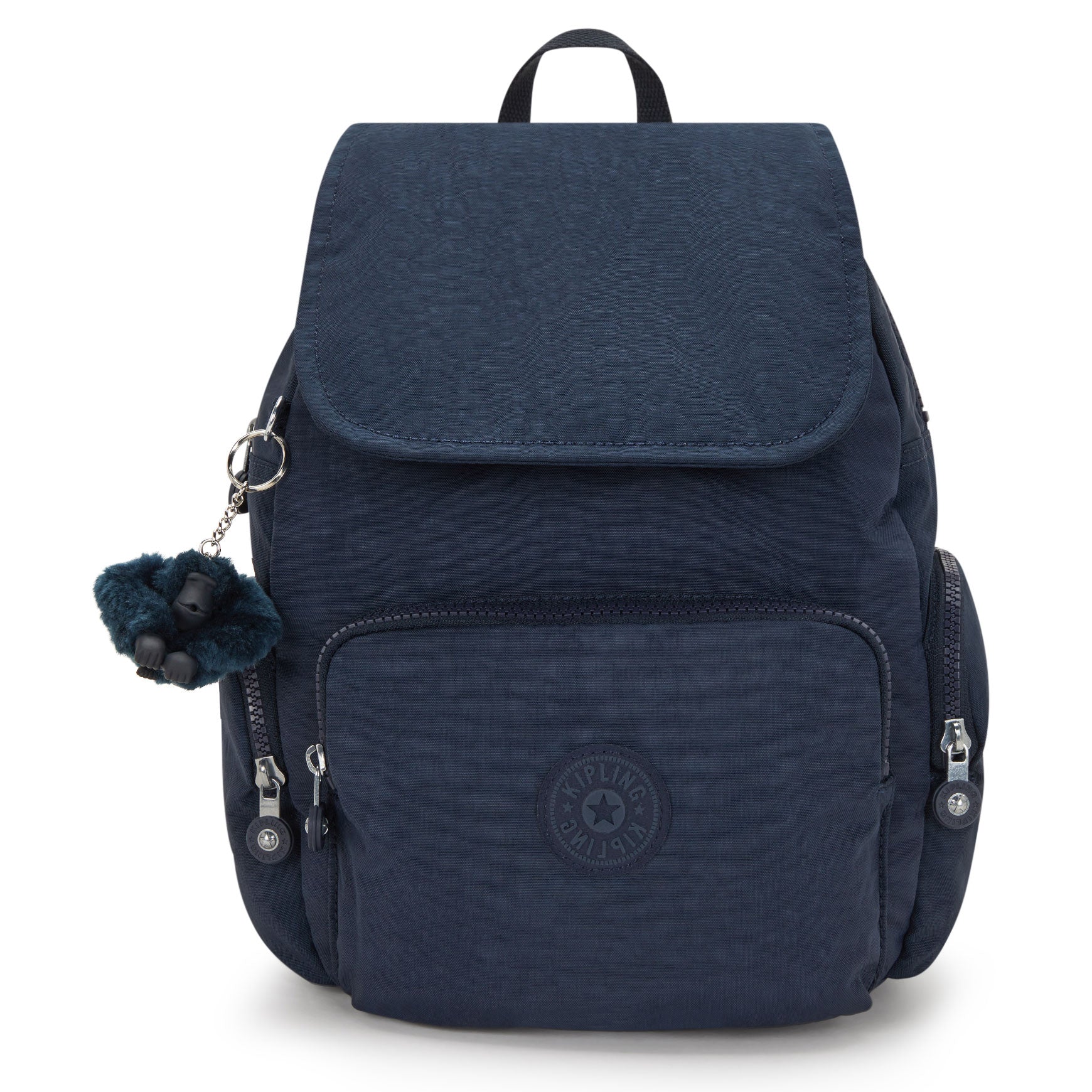 images of a mini blue backpack City Zip Small Backpack Blue Bleu 2 56% Recycled Nylon, 44% Nylon