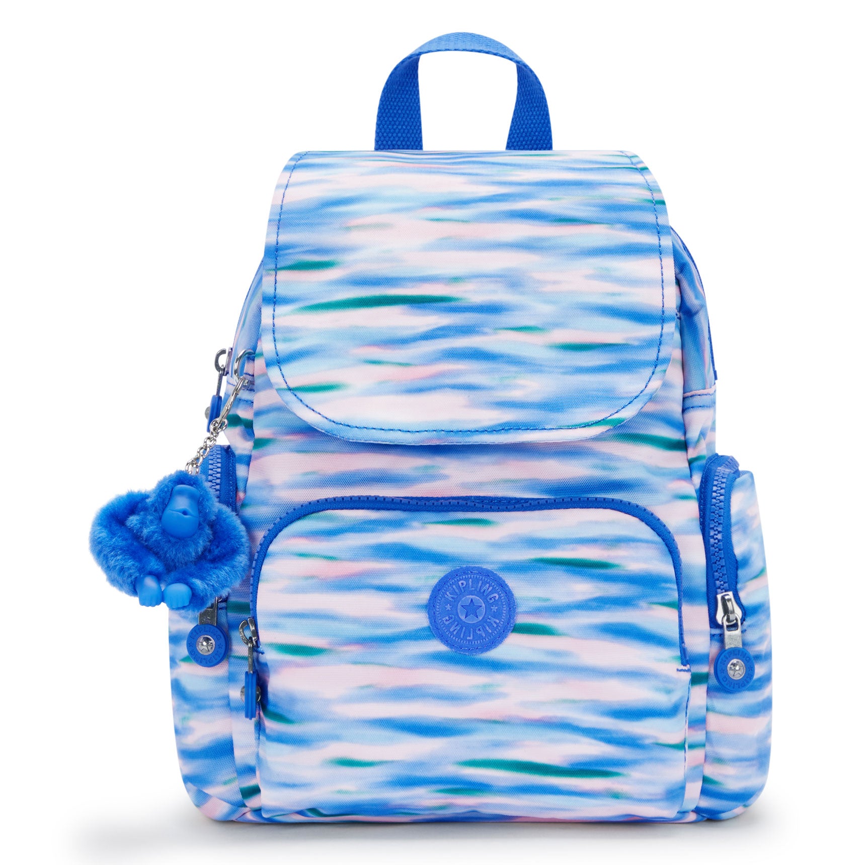 city mini backpack Kipling City Zip Small Printed Backpack Diluted Blue