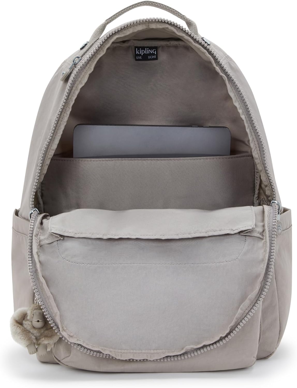 Kipling Seoul Large Nylon Laptop Backpack Grey Gris