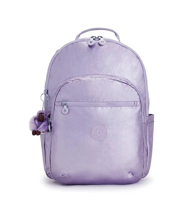 Kipling Seoul Extra Large Metallic Laptop Backpack Frosted Lilac Metallic