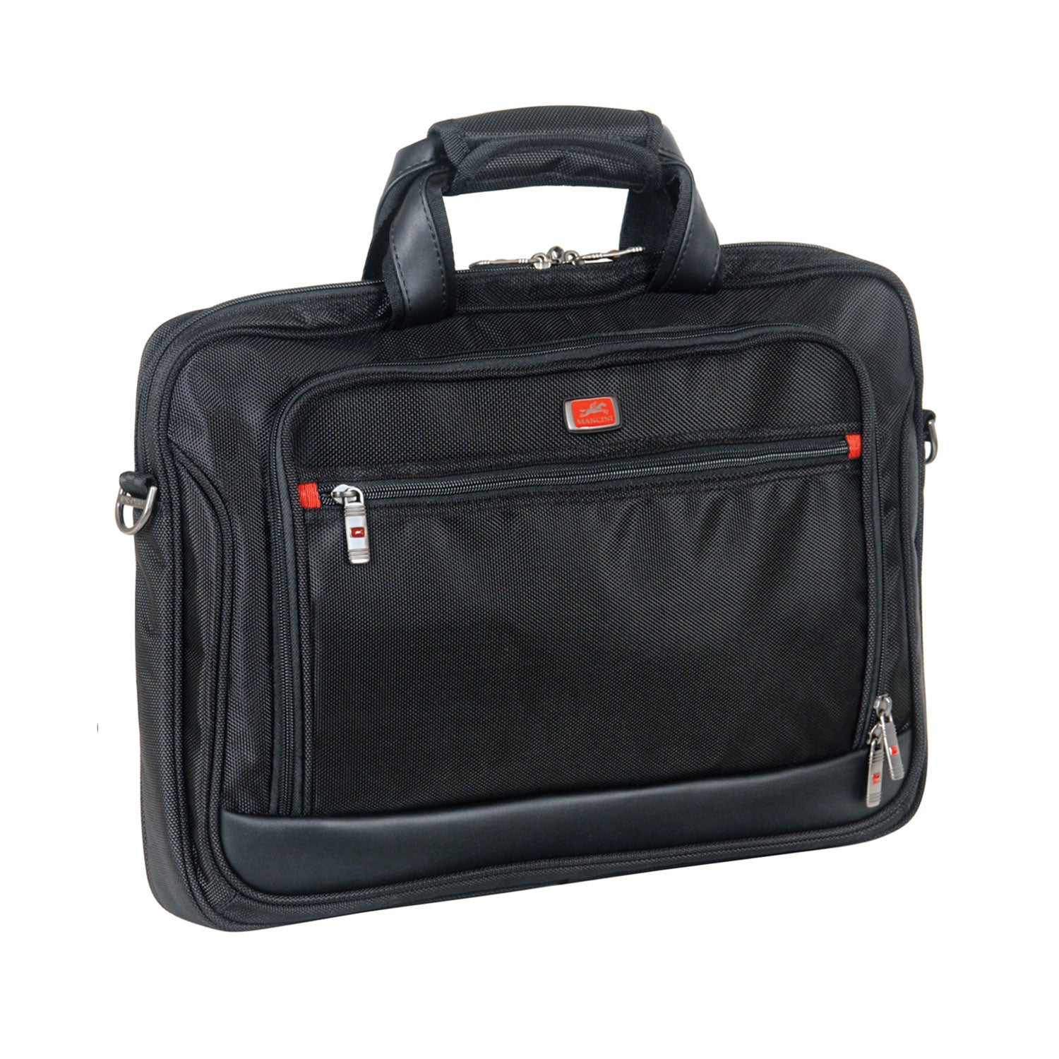 Mancini Leather Compucase Slim Laptop / Tablet Briefcase with RFID Secure Pocket, 16.25" x 1.75" x 12", Black