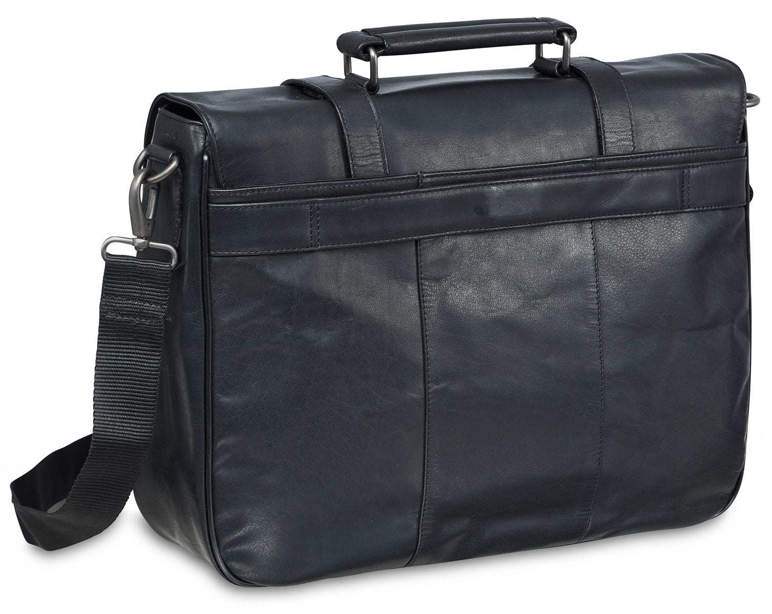 Single Compartment Briefcase for 15" Laptop with RFID Secure Pocket, 15.25" x 4" x 11.5", Black