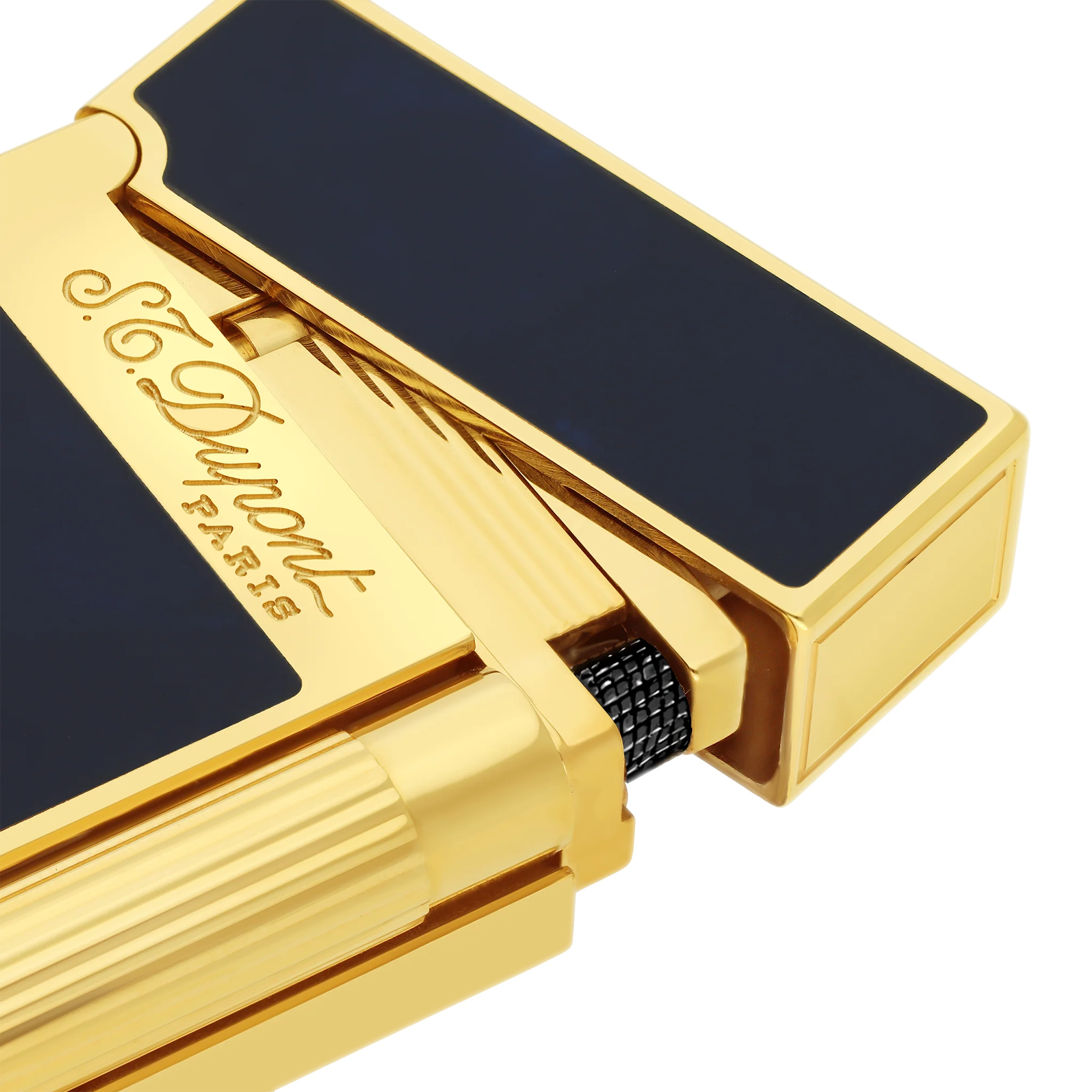 S.T. Dupont Ligne 2 Lighter Lacquered Atelier Dark Blue and Gold Trim - Altman Luggage 