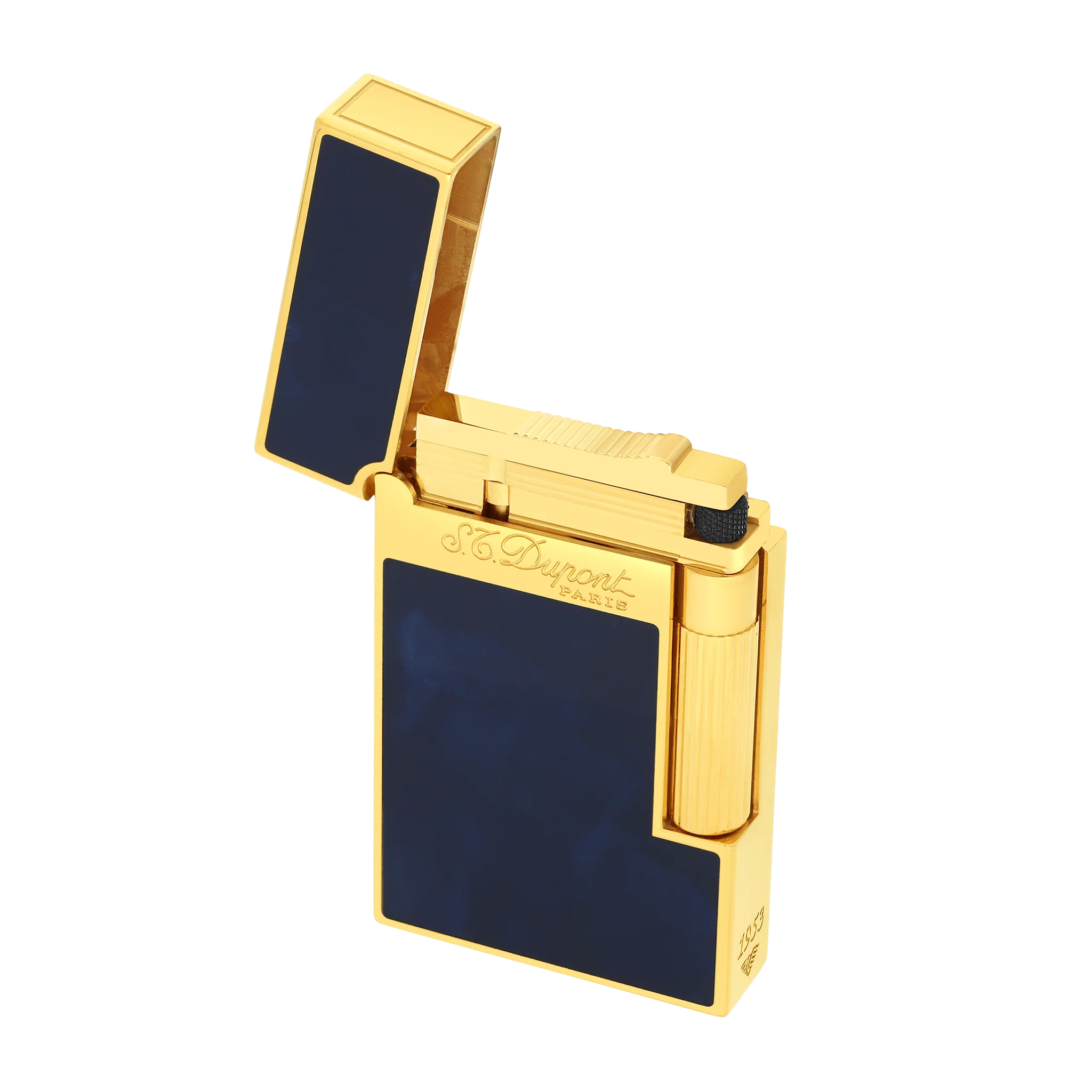 S.T. Dupont Ligne 2 Lighter Lacquered Atelier Dark Blue and Gold Trim - Altman Luggage 
