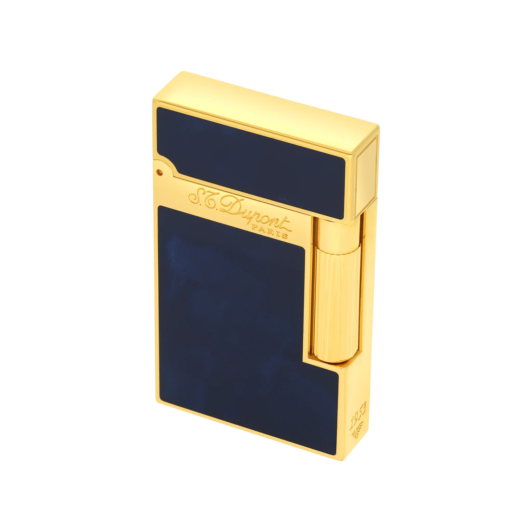 S.T. Dupont Ligne 2 Lighter Lacquered Atelier Dark Blue and Gold Trim - Altman Luggage 