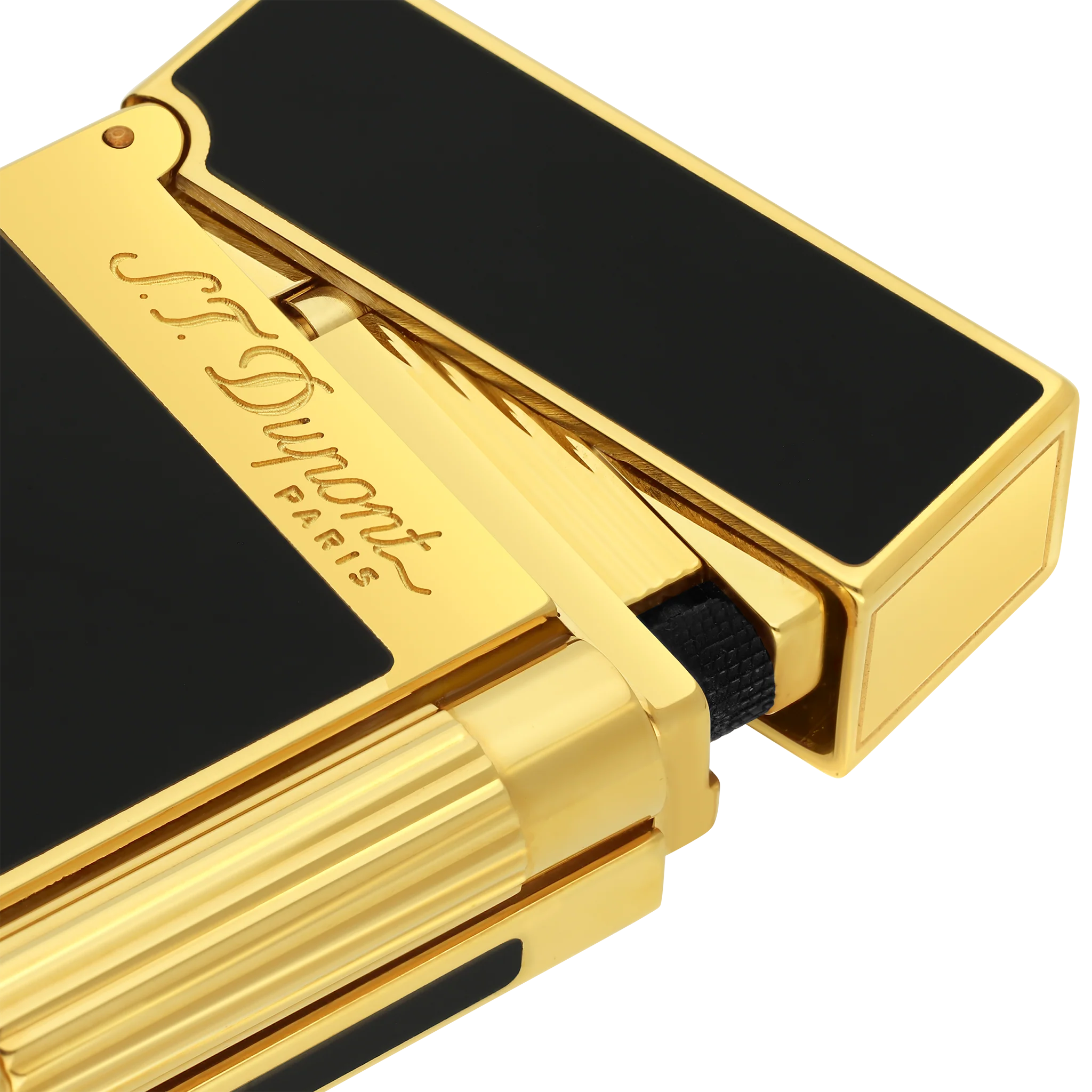 S.T. Dupont Ligne 2 Lighter Lacquered Black and Gold Trim
