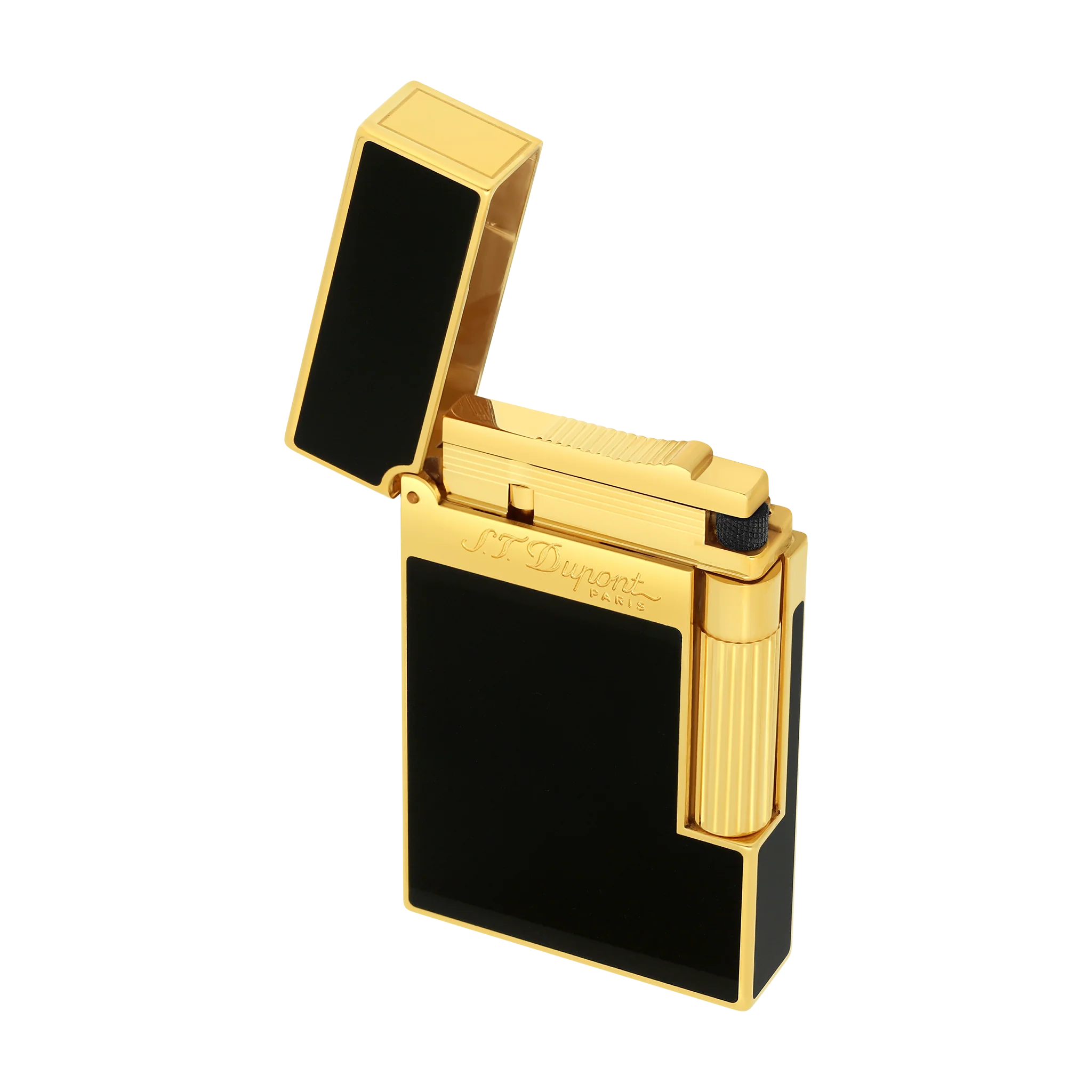 S.T. Dupont Ligne 2 Lighter Lacquered Black and Gold Trim