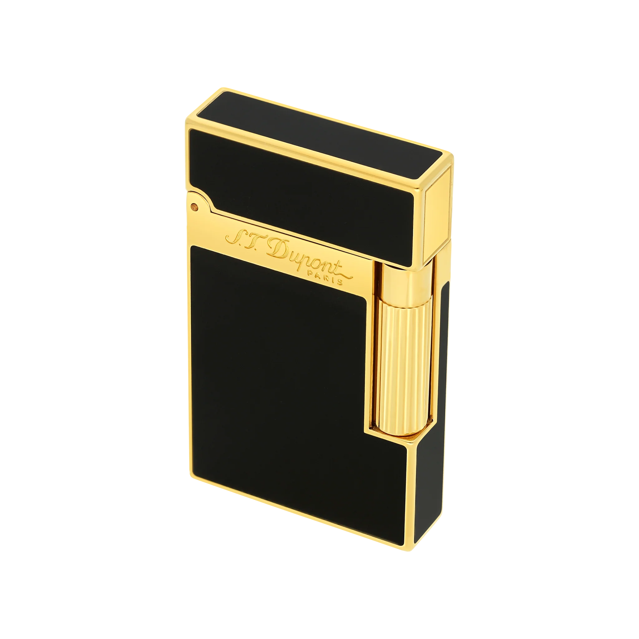 S.T. Dupont Ligne 2 Lighter Lacquered Black and Gold Trim