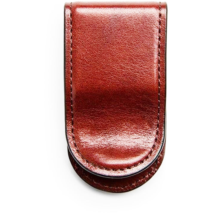 Bosca Leather Covered Money Clip Amber