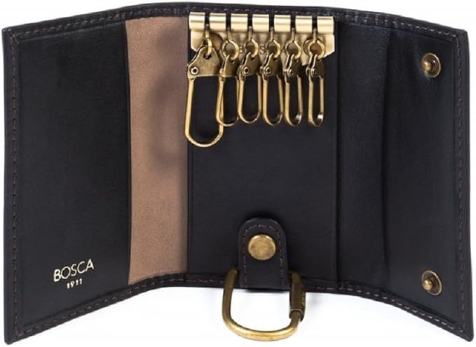 Bosca 6 Hook Key Case Black Tacconi Leather