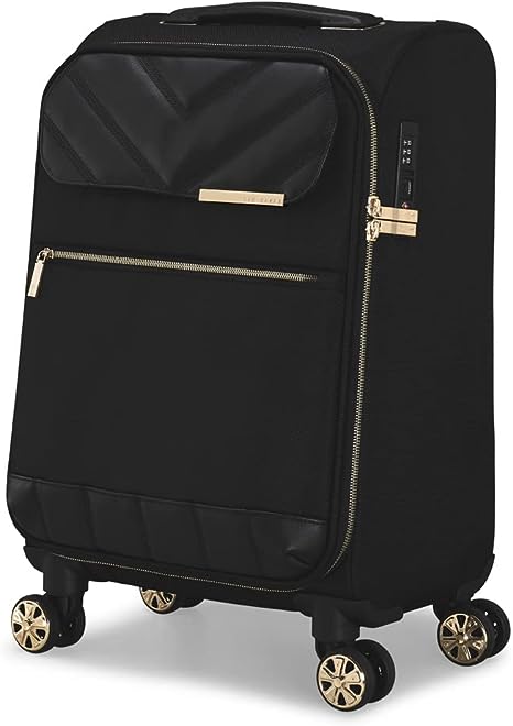 Ted Baker Albany Eco Softside Lightweight Fashion Spinner Luggage Suitcase (Carry-On, Black)