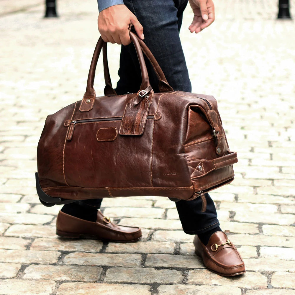 Jack Georges Wheeled Duffle Bag #7520 Hand-stained, Full-grain Buffalo Leather