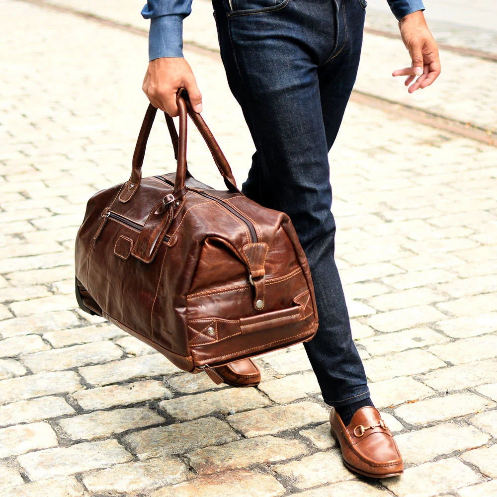 Jack Georges Wheeled Duffle Bag #7520 Hand-stained, Full-grain Buffalo Leather