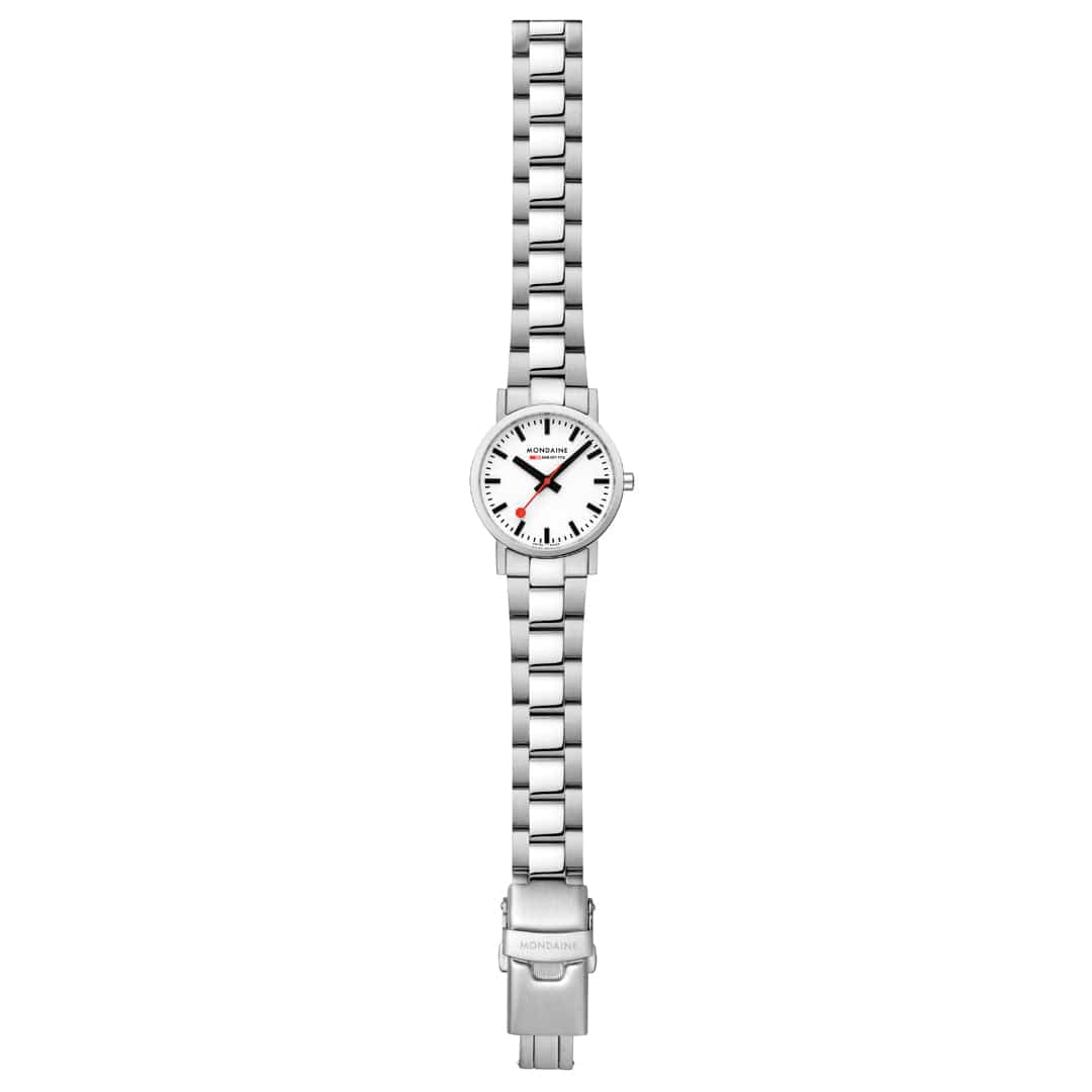 Mondaine Classic 30 mm, Stainless Steel Unisex Watch With Signature White Dial