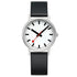 Mondaine Classic Brushed Steel Black, Vegan Grape Leather Strap, 36 mm