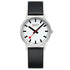 Mondaine Classic Brushed Steel Black, Vegan Grape Leather Strap, 36 mm