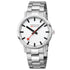 Mondaine Classic 40 mm, Stainless Steel Link Men's Watch Signature White Sundial