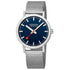 Mondaine Classic Silver Stainless Steel Bracelet with Deep Ocean Blue Dial, 40 mm Watch
