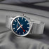 Mondaine Classic Silver Stainless Steel Bracelet with Deep Ocean Blue Dial, 40 mm Watch