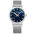 Mondaine Classic Silver Stainless Steel Bracelet with Deep Ocean Blue Dial, 40 mm Watch