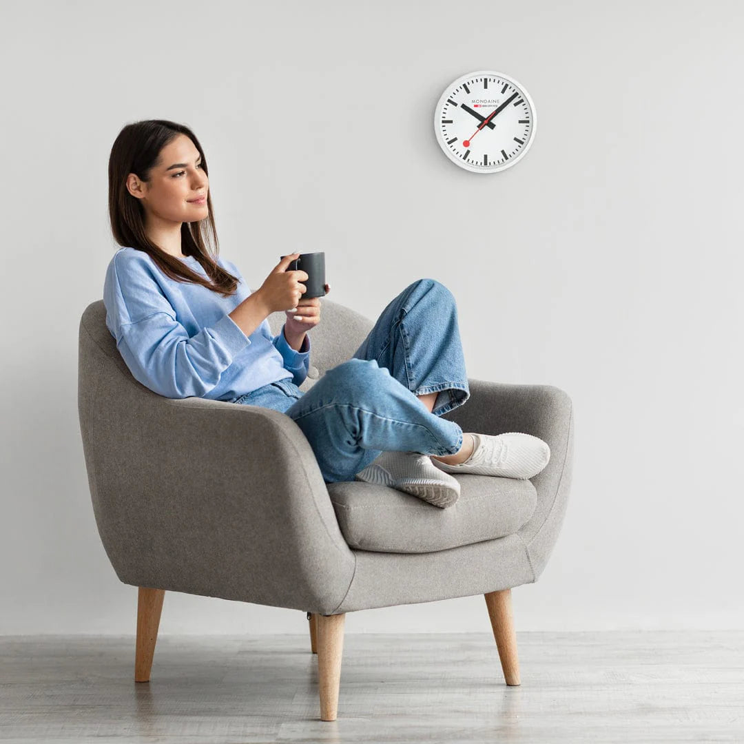 Mondaine Wall Clock White 25 cm - Altman Luggage 