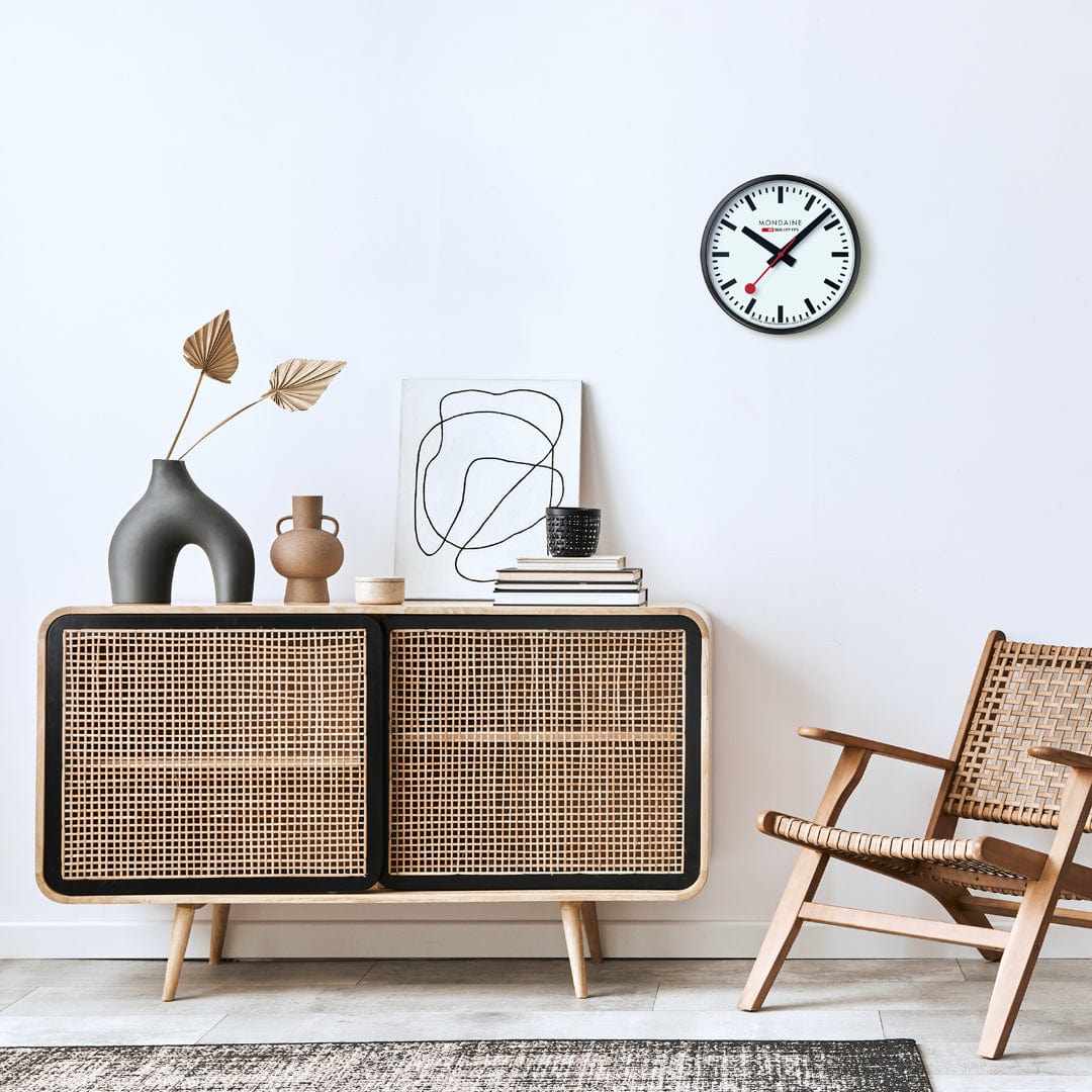 Mondaine Wall Clock Black/White 25 cm - Altman Luggage 