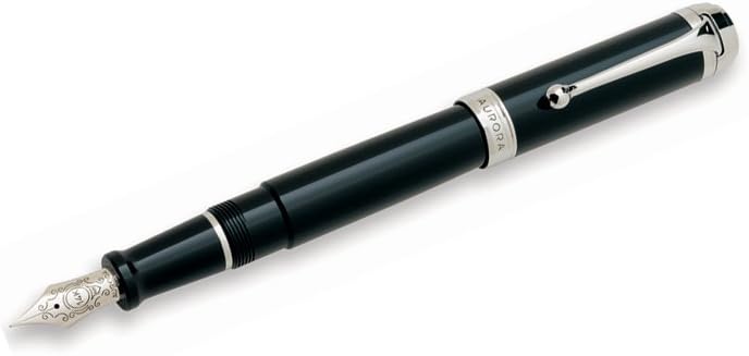 Aurora Talentum Black With Chrome Fountain Pen - D11N-F