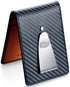 Dalvey Insignia Money Clip Wallet Black Carbon Fibre with Orange and Handkerchief