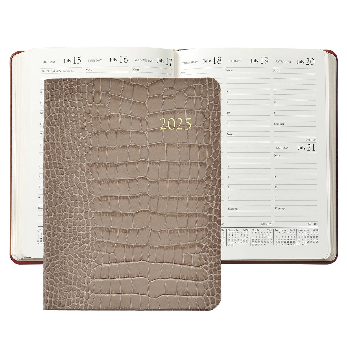 Graphic Image 2025 Desk Diary Embossed Croc Leather