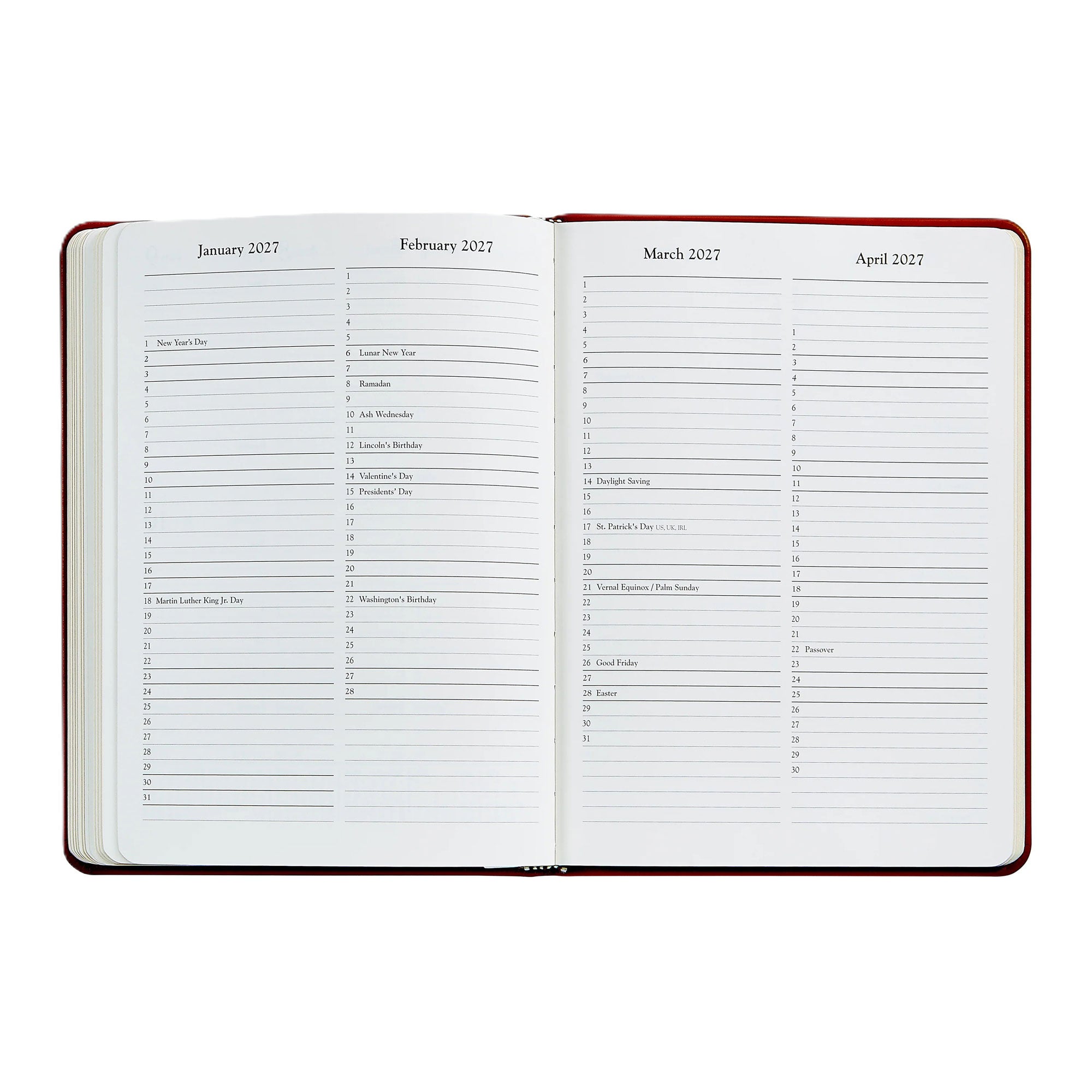 Graphic Image 2026 Desk Diary Pebble Grain Leather