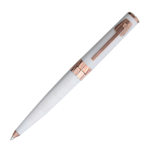 Delta MOMO Designs Tork Ballpoint Pen White with Pink Gold Trim