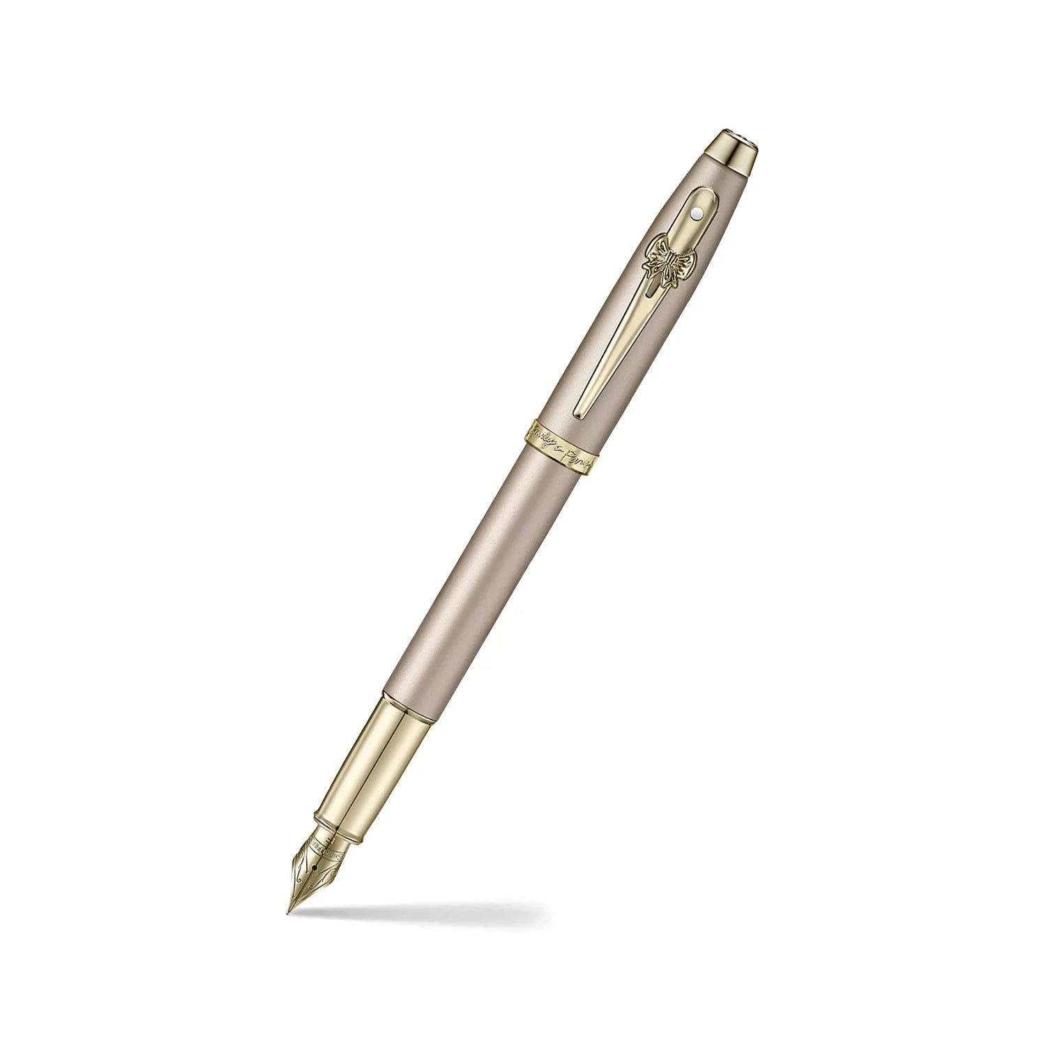 Sheaffer 100 Emily in Paris 9377 Champagne Gold Fountain Pen with Champagne Gold Trims and Bow-Shaped Clip Emblem