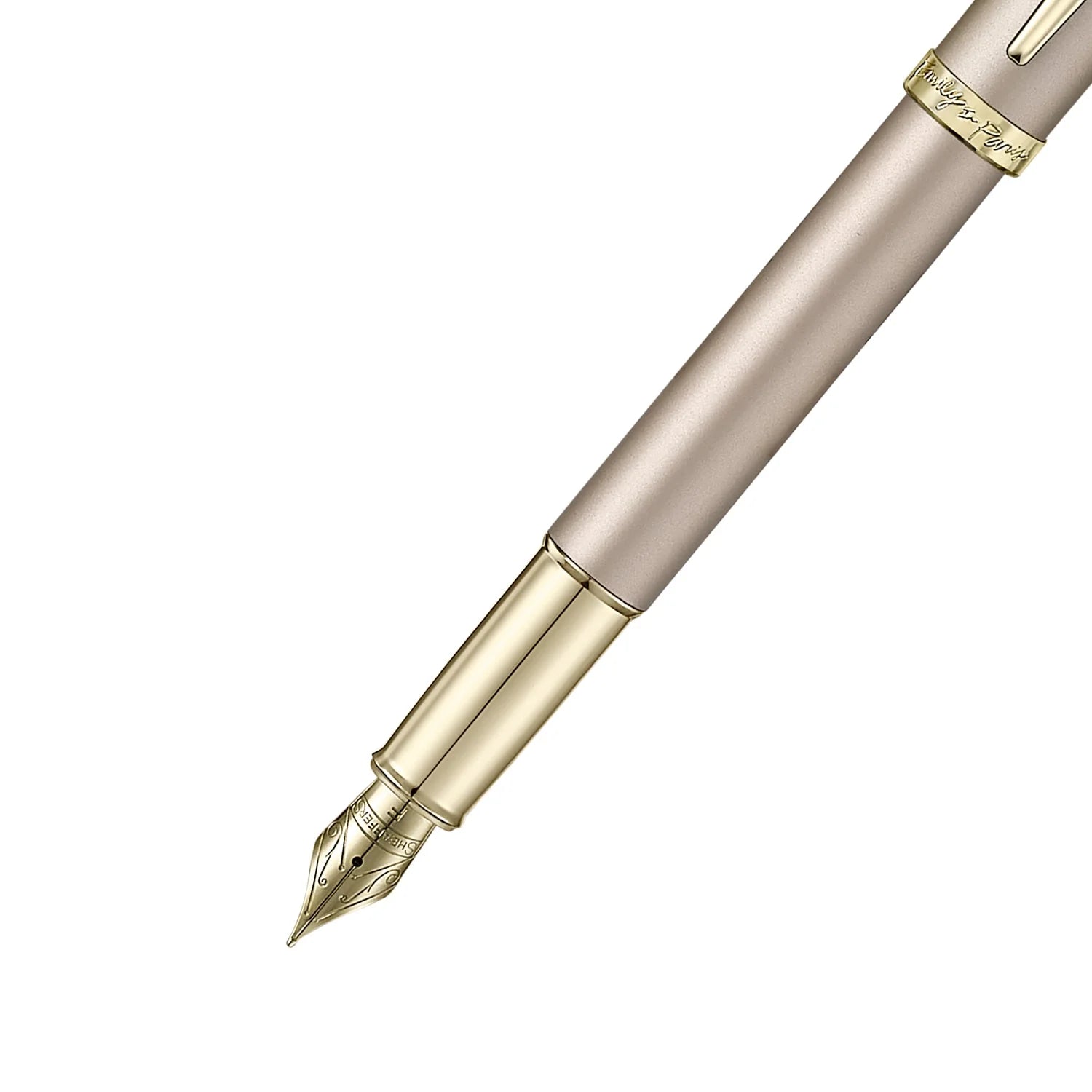 Sheaffer 100 Emily in Paris 9377 Champagne Gold Fountain Pen with Champagne Gold Trims and Bow-Shaped Clip Emblem