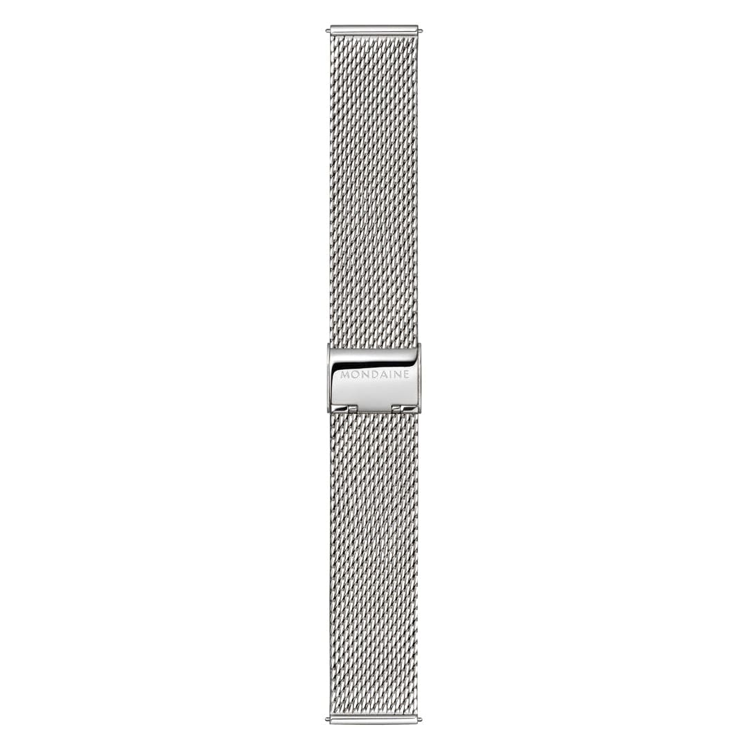 Mondaine Doppio Solar Powered 41 mm Stainless Steel Mesh Men's Watch