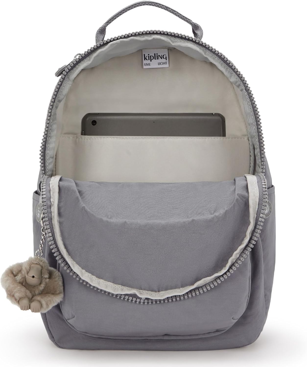 Kipling Seoul Small  Nylon Tablet Backpack Inviting Grey