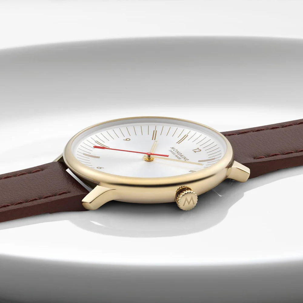 Mondaine Doppio 33 mm Brown Vegan Grape Leather