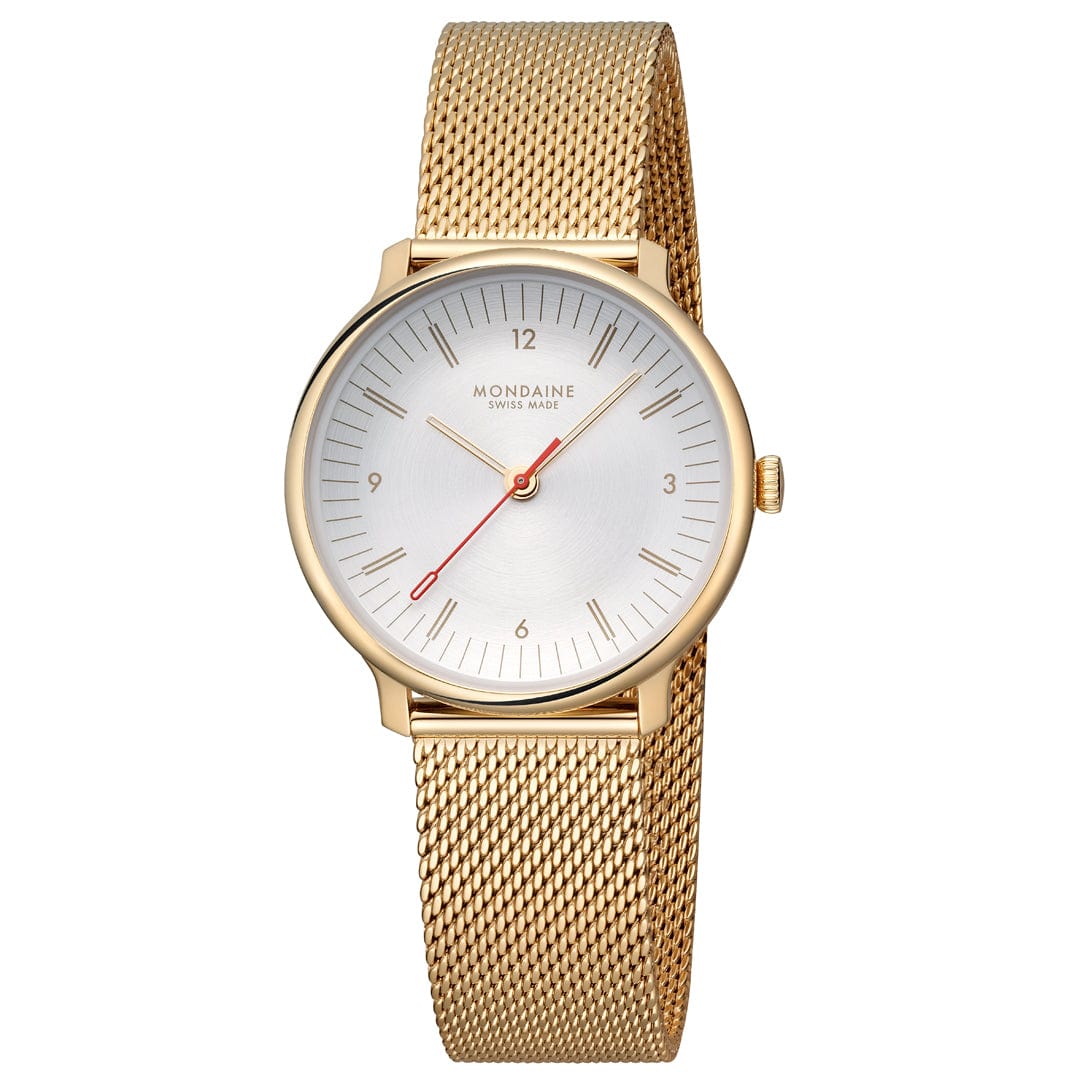 Mondaine Doppio 33 mm IP Gold Stainless Steel Mesh Strap