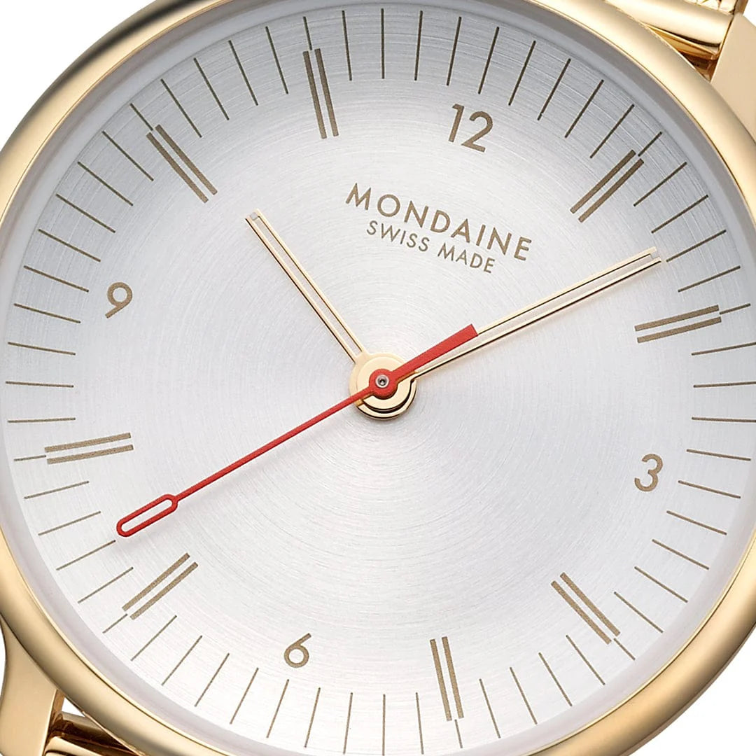 Mondaine Doppio 33 mm IP Gold Stainless Steel Mesh Strap