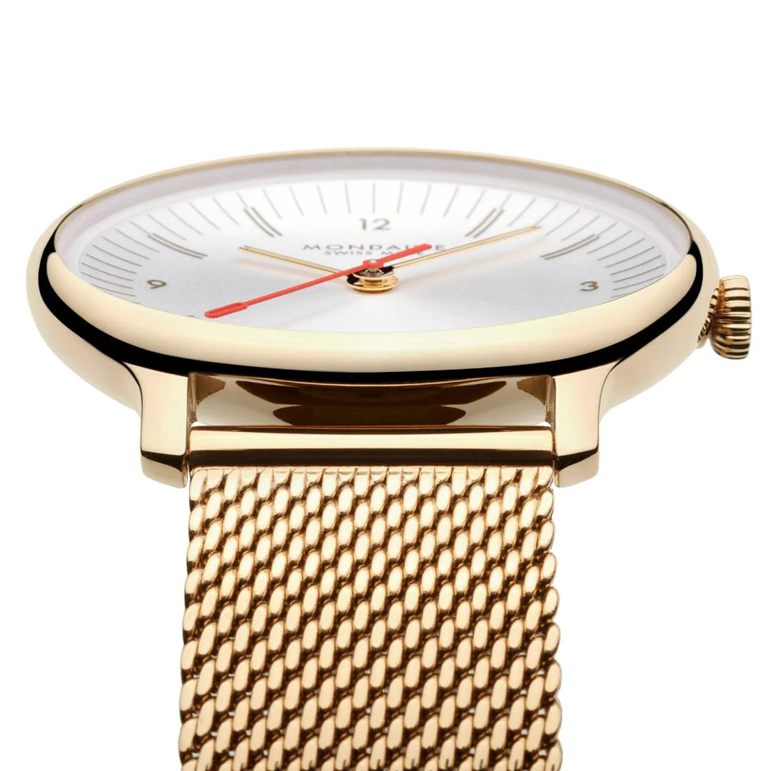 Mondaine Doppio 33 mm IP Gold Stainless Steel Mesh Strap