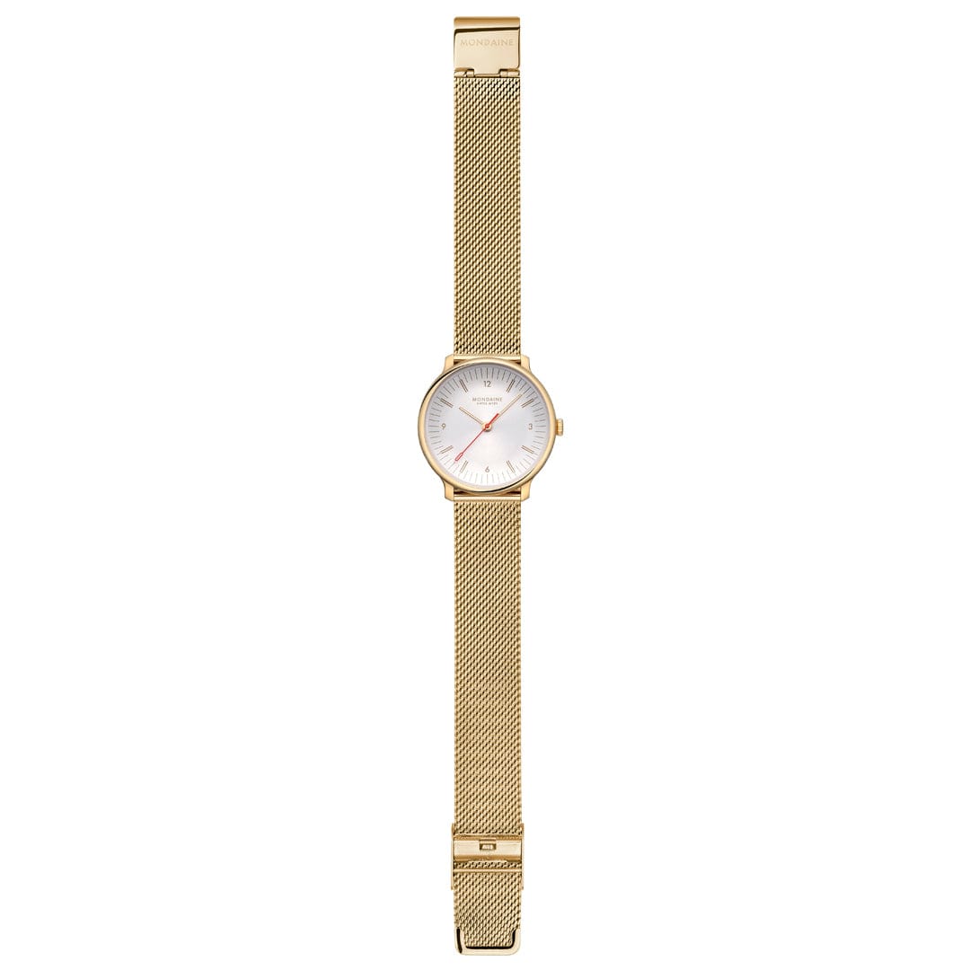 Mondaine Doppio 33 mm IP Gold Stainless Steel Mesh Strap