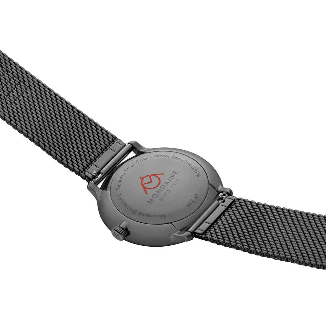 Mondaine Doppio 41 mm IP Gun Stainless Steel Mesh Men's Watch