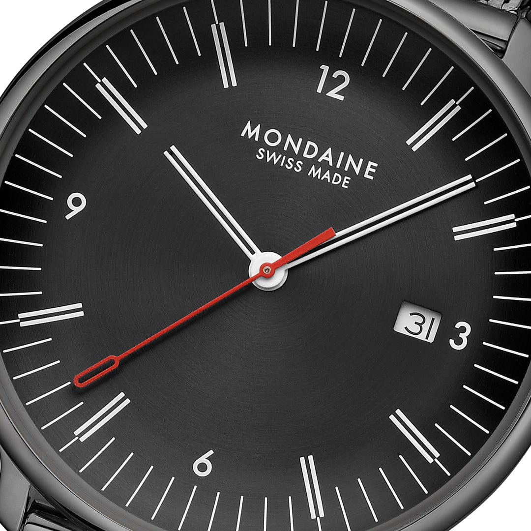Mondaine Doppio 41 mm IP Gun Stainless Steel Mesh Men's Watch