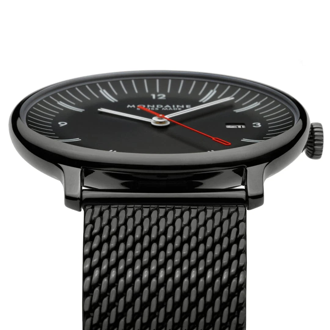 Mondaine Doppio 41 mm IP Gun Stainless Steel Mesh Men's Watch