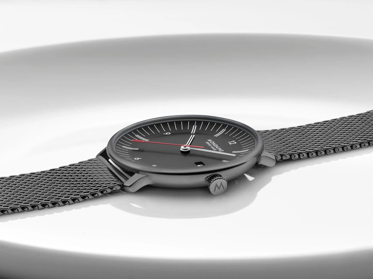 Mondaine Doppio 41 mm IP Gun Stainless Steel Mesh Men's Watch