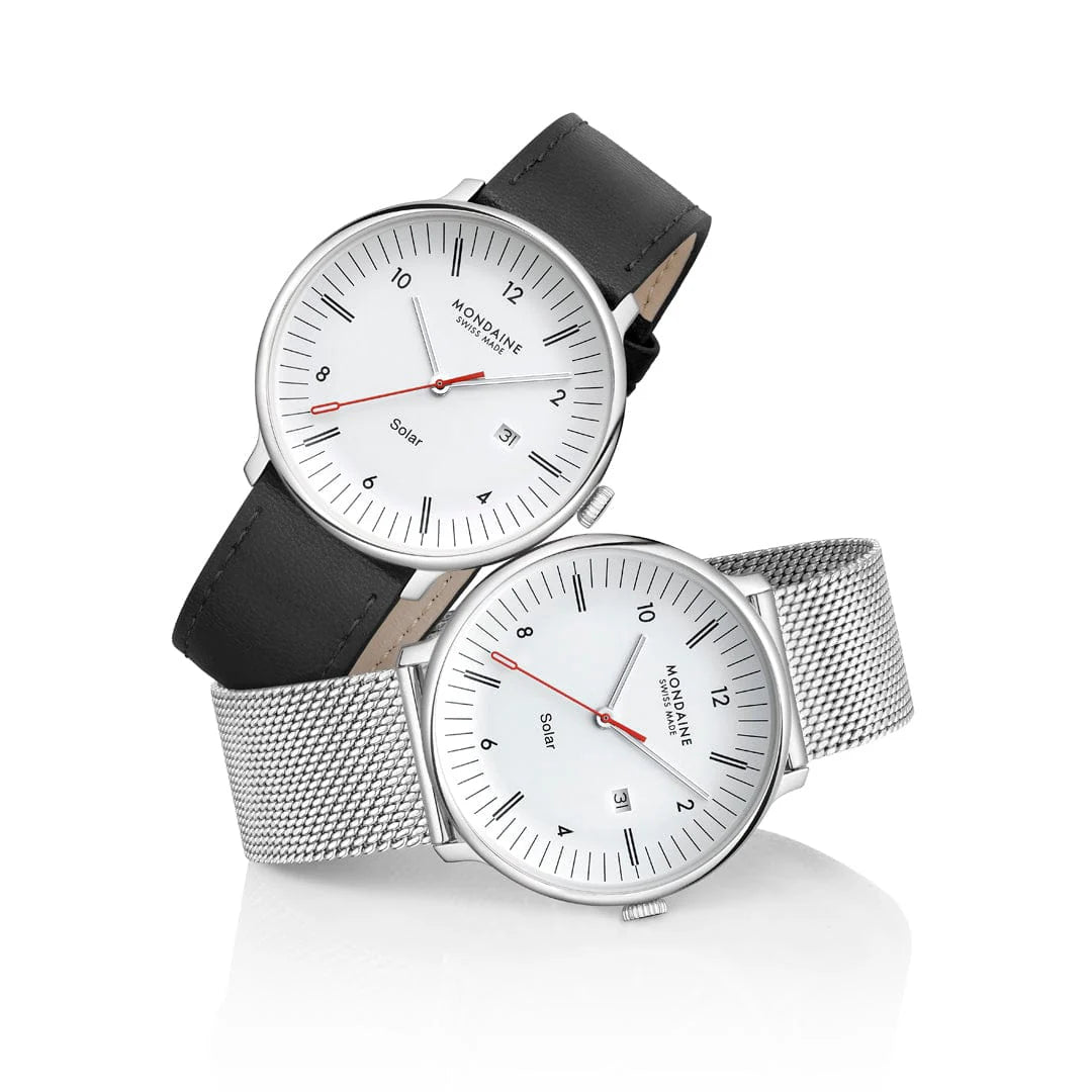 Mondaine Doppio Solar Powered 41 mm Stainless Steel Mesh Men's Watch