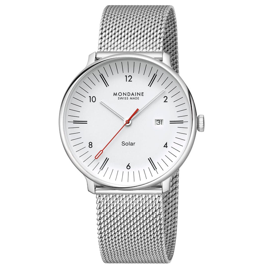 Mondaine Doppio Solar Powered 41 mm Stainless Steel Mesh Men's Watch