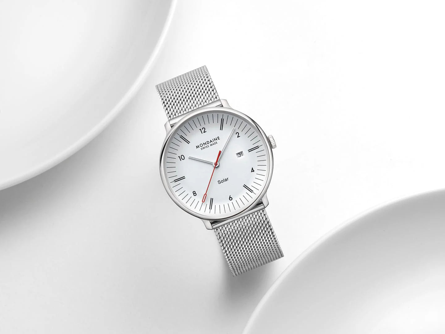 Mondaine Doppio Solar Powered 41 mm Stainless Steel Mesh Men's Watch