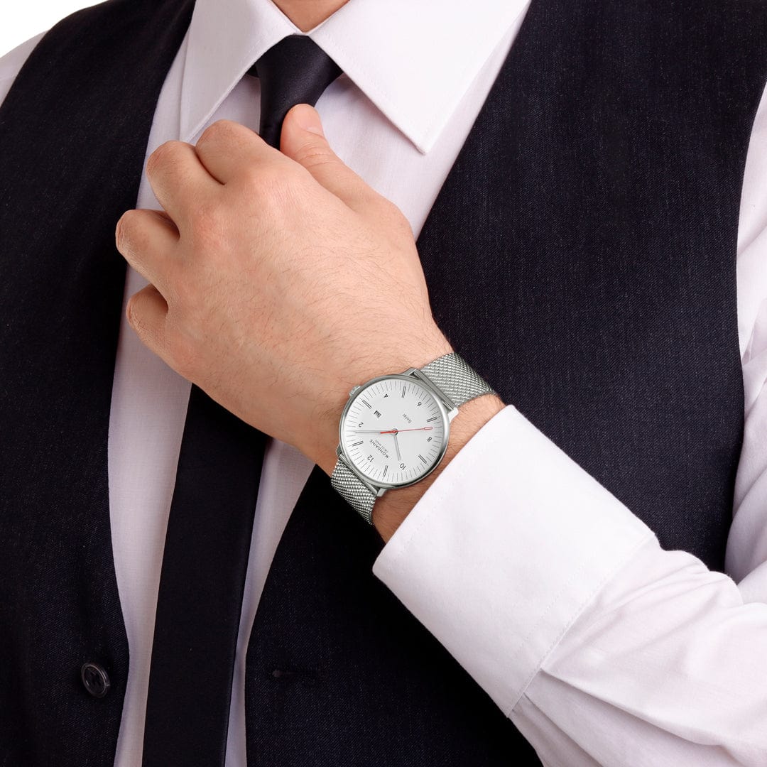 Mondaine Doppio Solar Powered 41 mm Stainless Steel Mesh Men's Watch