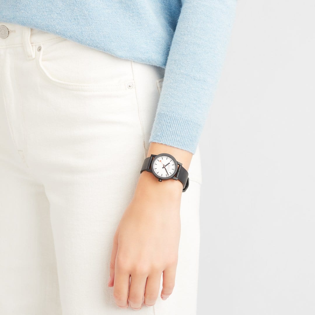 Mondaine Essence Men's Watch, 32 mm, Black Watch Strap