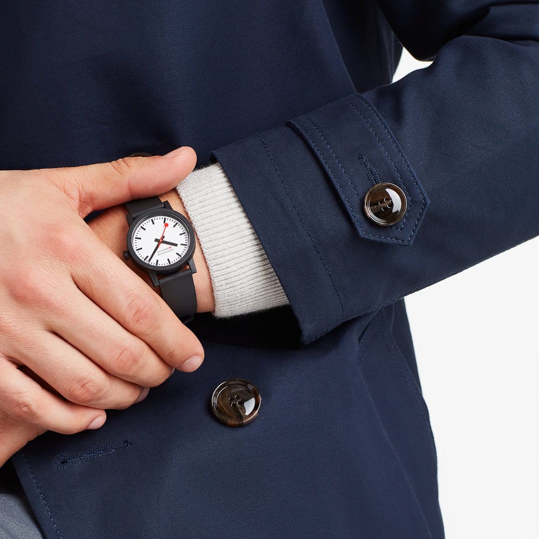 Mondaine Essence Men's Watch, 32 mm, Black Watch Strap